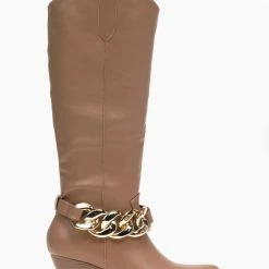 The Fashion Project Μπότες Western με αλυσίδα - Ταμπά